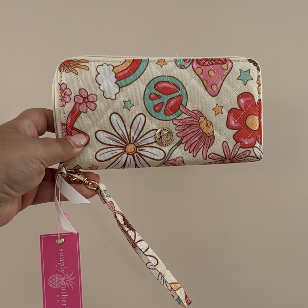 Simply Southern Cream and Pink Wallet with Whimsical Design